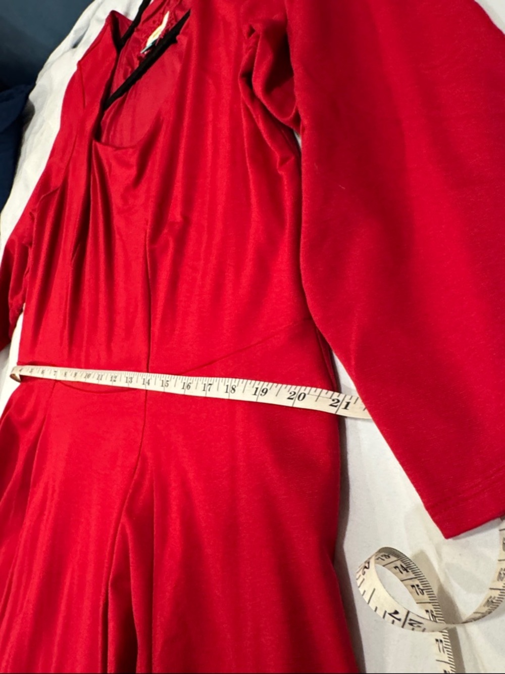 Anthropologie Maeve Red Midi Fit-and-Flare Dress 3/4 Sleeve - Picture 3 of 5